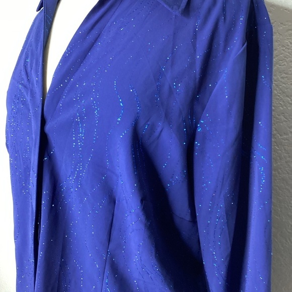 CROFT AND BARROW PLUS SIZE‎ 1X TOP BLUE SHIMMERY SPARKLY BLOUSE LONG SLEEVES EUC - Picture 4 of 9